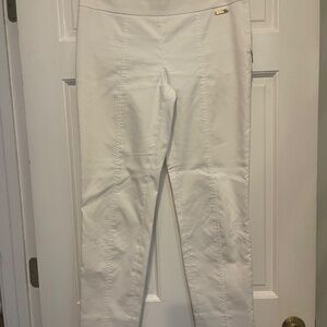 Tory Burch white flat front summer pant